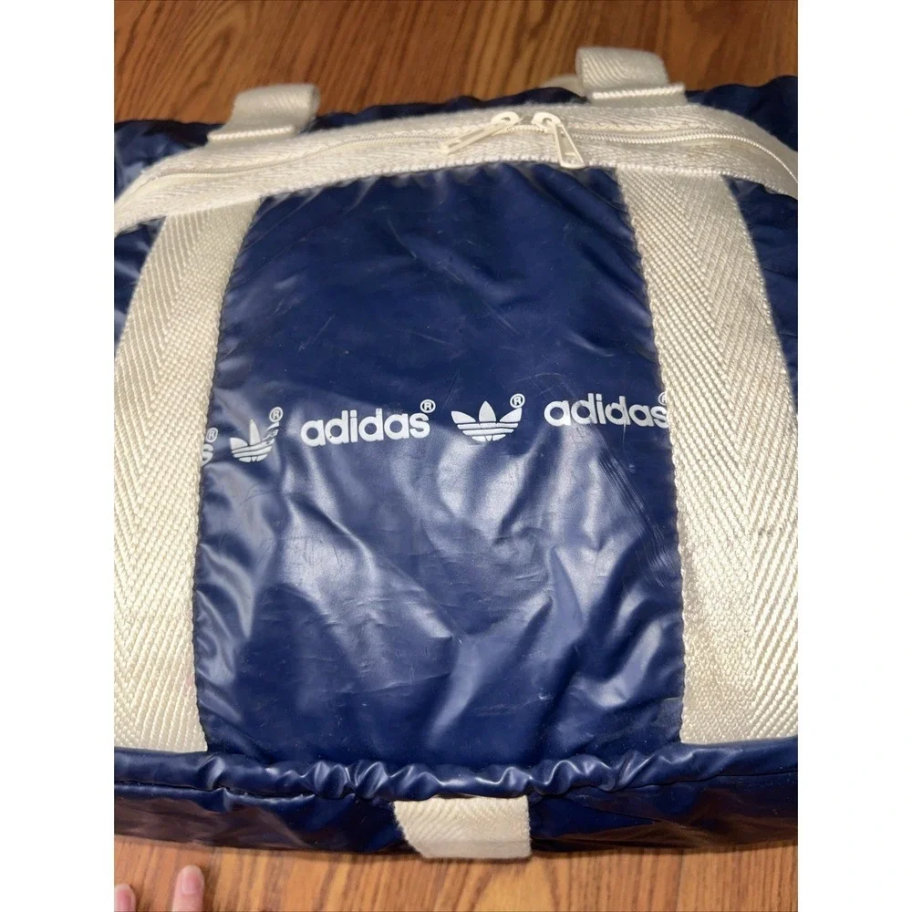 Vintage 70S / 80S Adidas Bag Shopper‎ Beach Bag Blue White 1.78Z